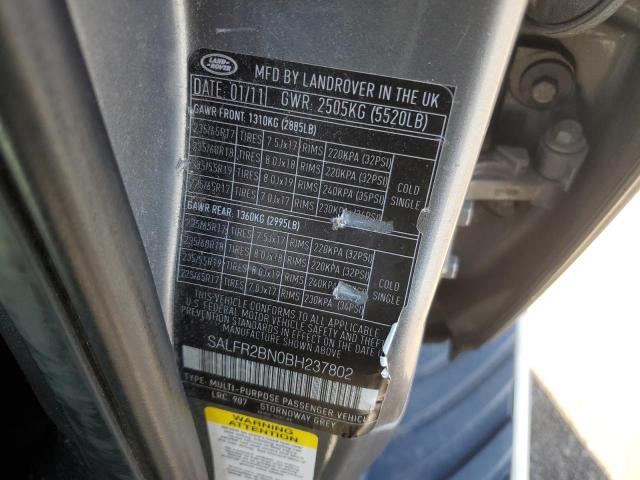 SALFR2BN0BH237802 - 2011 LAND ROVER LR2 HSE Մոխրագույն լուսանկար 13