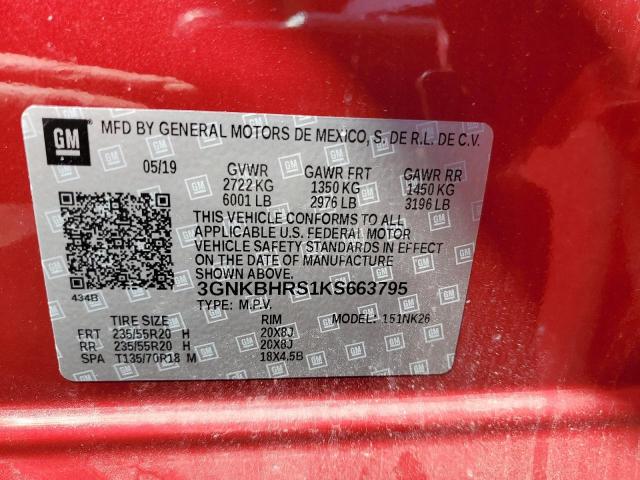 3GNKBHRS1KS663795 - 2019 CHEVROLET BLAZER 3LT RED photo 13