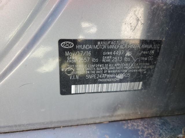 5NPE24AFXHH445905 - 2017 HYUNDAI SONATA SE GRAY photo 12