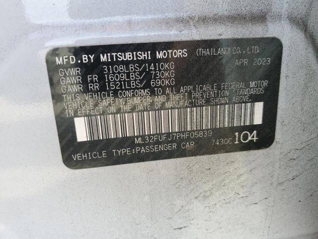 ML32FUFJ7PHF05839 - 2023 MITSUBISHI MIRAGE G4 ES WHITE photo 12