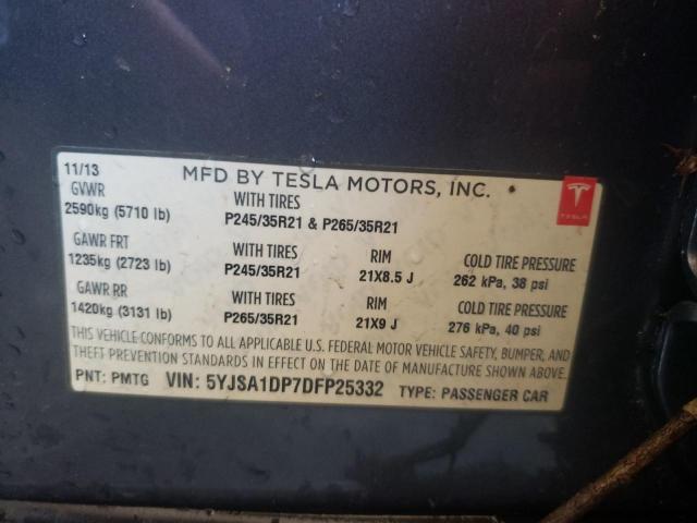5YJSA1DP7DFP25332 - 2013 TESLA MODEL S Մոխրագույն լուսանկար 10