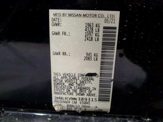 1N4BL4CV9MN389315 - 2021 NISSAN ALTIMA SR BLACK photo 13