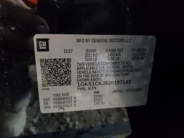 1GKS1CKJ8JR197143 - 2018 GMC YUKON DENALI BLACK photo 14