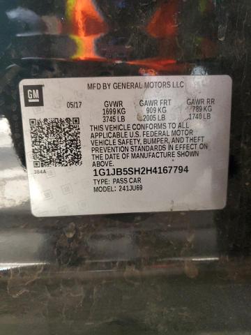 1G1JB5SH2H4167794 - 2017 CHEVROLET SONIC LS BLACK photo 12