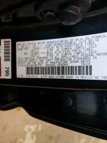 3TMJU4GN7AM102797 - 2010 TOYOTA TACOMA DOUBLE CAB PRERUNNER BLACK photo 12