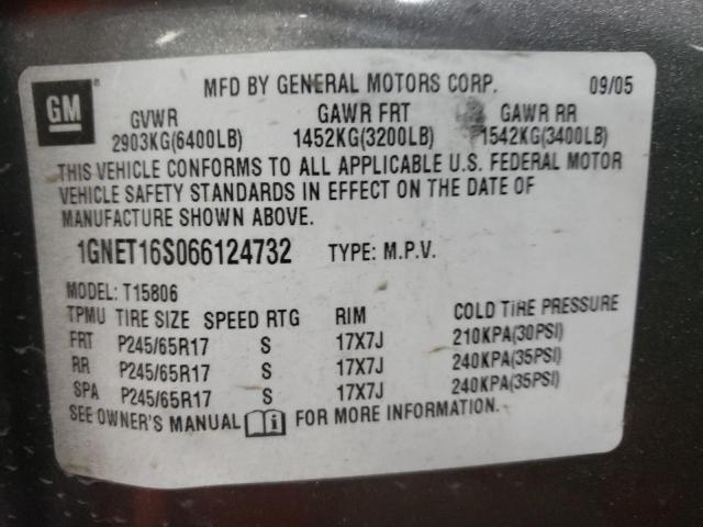 1GNET16S066124732 - 2006 CHEVROLET TRAILBLAZE EXT LS SILVER photo 13