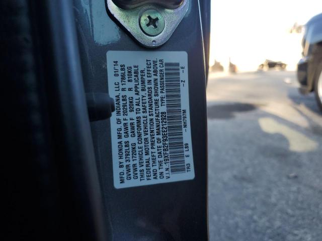 19XFB2F93EE212928 - 2014 HONDA CIVIC EXL ნაცრისფერი ფოტო 12