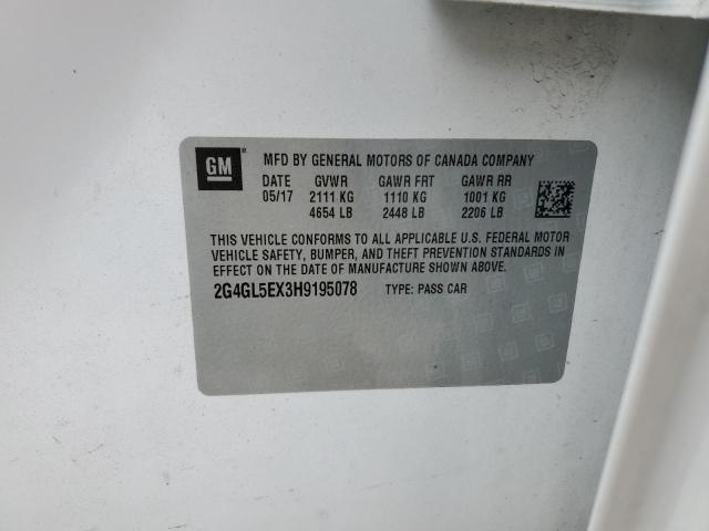 2G4GL5EX3H9195078 - 2017 BUICK REGAL SPORT TOURING WHITE photo 13