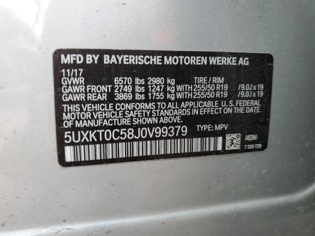 5UXKT0C58J0V99379 - 2018 BMW X5 XDR40E SILVER photo 13