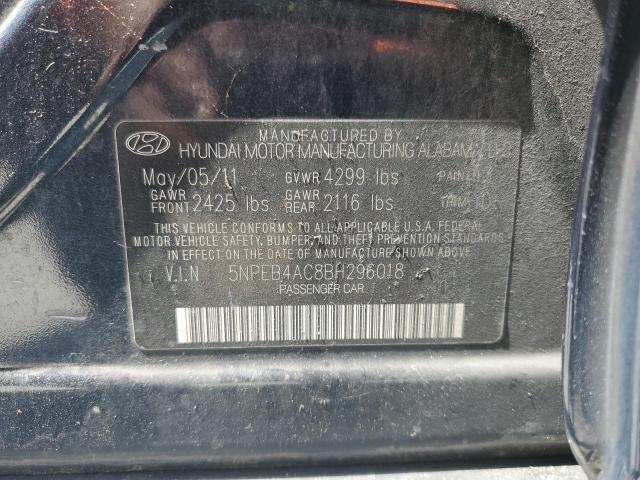 5NPEB4AC8BH296018 - 2011 HYUNDAI SONATA GLS BLUE photo 12