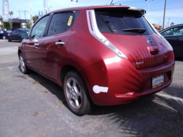 JN1AZ0CP4BT000865 - 2011 NISSAN LEAF SV RED photo 3