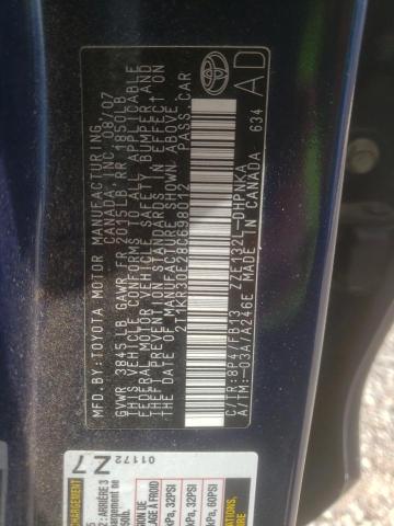 2T1KR30E28C698012 - 2008 TOYOTA COROLLA MA XR BLUE photo 13