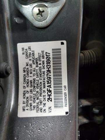 2HGFA15979H318017 - 2009 HONDA CIVIC EXL GRAY photo 13