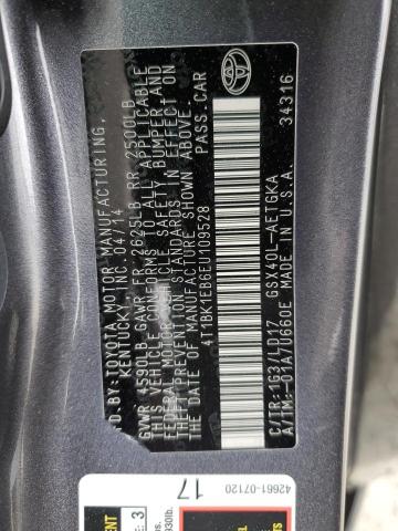 4T1BK1EB6EU109528 - 2014 TOYOTA AVALON BASE 灰色 照片 13