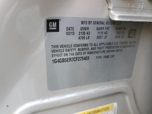 1G4GB5ER7CF275469 - 2012 BUICK LACROSSE CONVENIENCE Bej foto 13