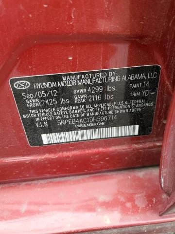 5NPEB4AC1DH596714 - 2013 HYUNDAI SONATA GLS RED photo 12