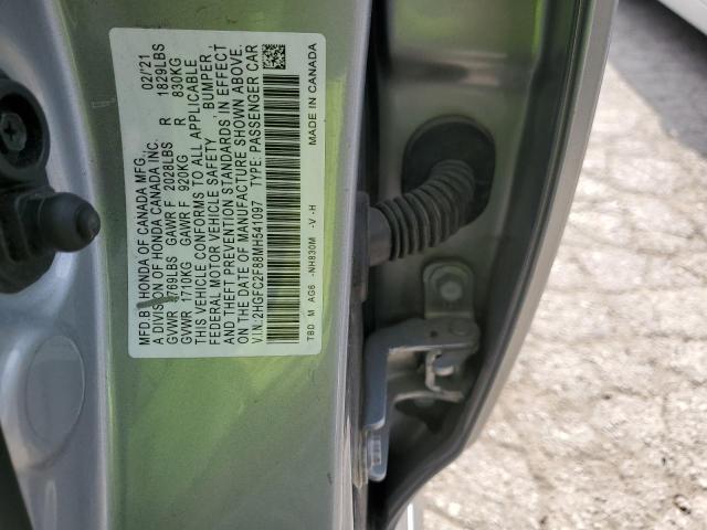 2HGFC2F88MH541097 - 2021 HONDA CIVIC SPORT SILVER photo 12