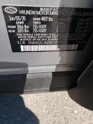 5NMS2CAD8LH245350 - 2020 HYUNDAI SANTA FE SE GRAY photo 13