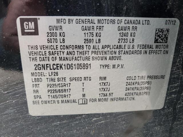 2GNFLCEK1D6105891 - 2013 CHEVROLET EQUINOX LS BLACK photo 13