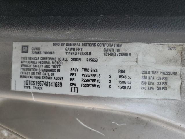 1GTCS196748141689 - 2004 GMC CANYON SILVER photo 13