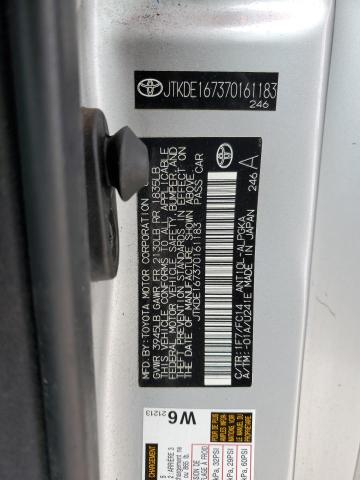 JTKDE167370161183 - 2007 TOYOTA SCION TC ვერცხლისფერი ფოტო 12