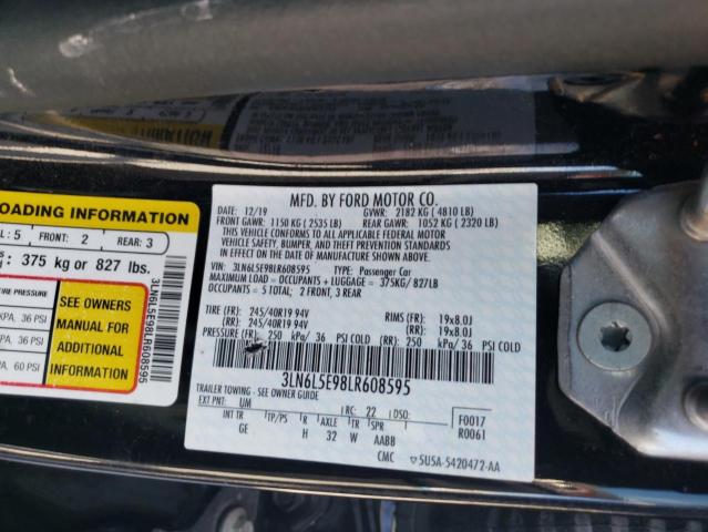 3LN6L5E98LR608595 - 2020 LINCOLN MKZ RESERVE BLACK photo 12