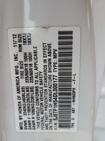 5J6TF1H54DL000177 - 2013 HONDA CROSSTOUR EXL თეთრი ფოტო 12