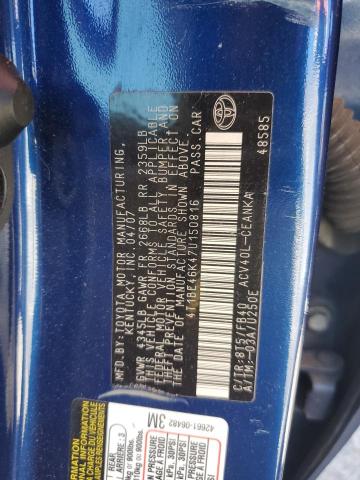 4T1BE46K47U150816 - 2007 TOYOTA CAMRY CE BLUE photo 12