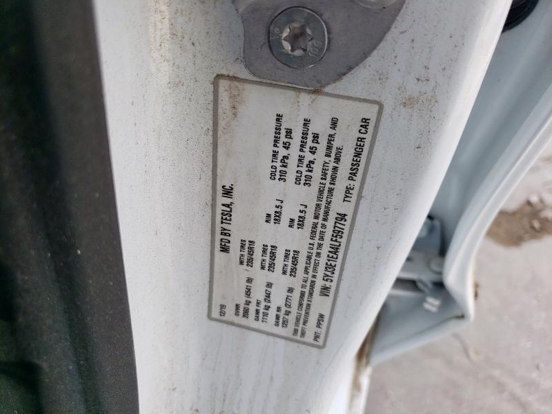 5YJ3E1EA4LF597794 - 2020 TESLA MODEL 3 Ağ foto 12