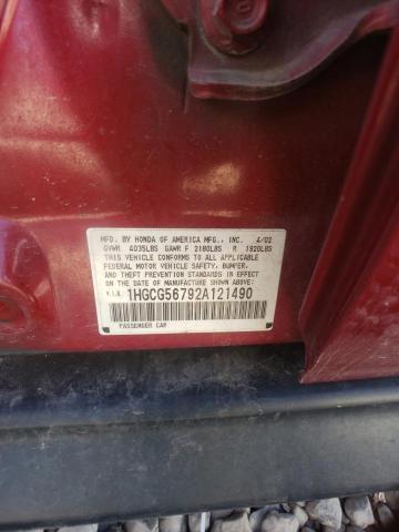 1HGCG56792A121490 - 2002 HONDA ACCORD SE RED photo 13