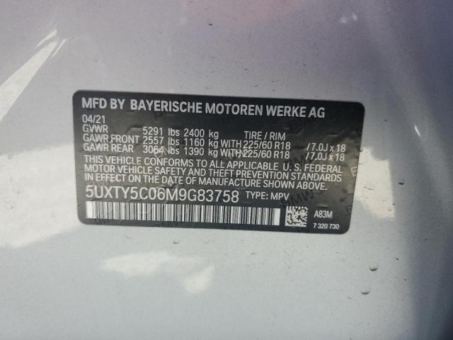 5UXTY5C06M9G83758 - 2021 BMW X3 XDRIVE30I SILVER photo 12