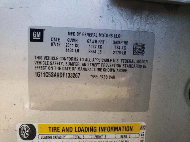 1G11C5SA9DF133267 - 2013 CHEVROLET MALIBU 1LT SILVER photo 13