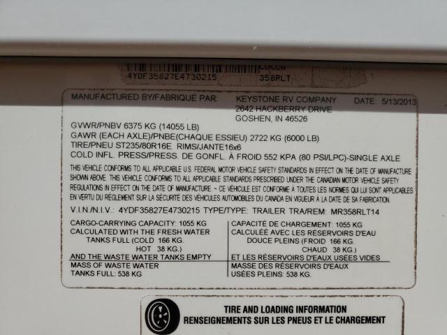 4YDF35827E4730215 - 2014 KEYSTONE MONTANA BEIGE photo 10