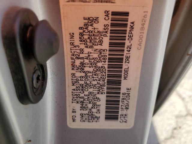 5YFBU4EE2DP148915 - 2013 TOYOTA COROLLA BASE فضي صورة 12