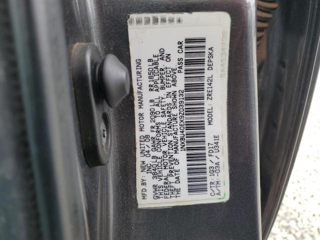 1NXBU40EX9Z039132 - 2009 TOYOTA COROLLA BASE Gris foto 12