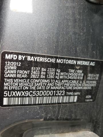 5UXWX9C53D0D01323 - 2013 BMW X3 XDRIVE28I SILVER photo 13