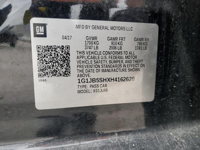 1G1JB5SHXH4162620 - 2017 CHEVROLET SONIC LS შავი ფოტო 12