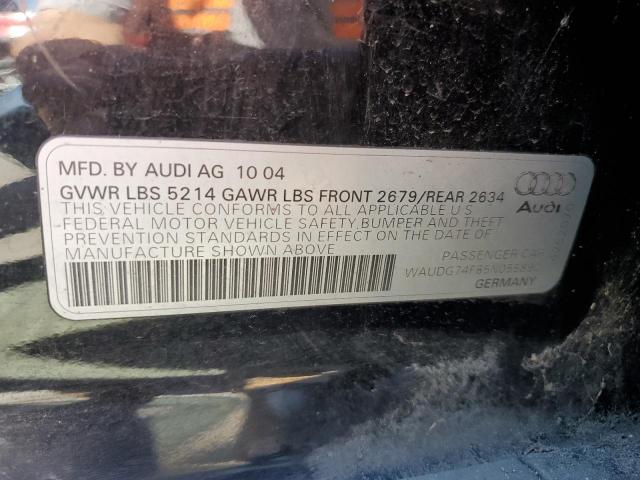 WAUDG74F85N055890 - 2005 AUDI A6 3.2 QUATTRO BLACK photo 12