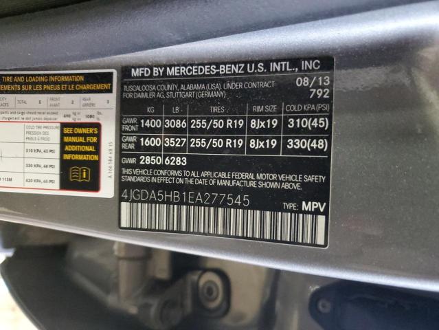 4JGDA5HB1EA277545 - 2014 MERCEDES-BENZ ML 350 4MATIC SILVER photo 13