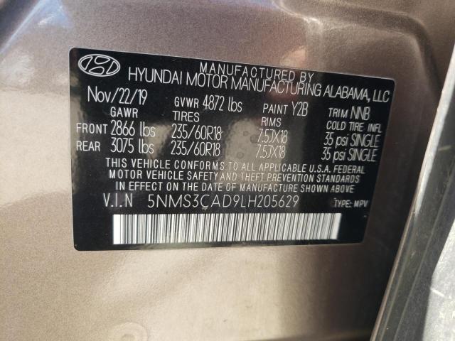 5NMS3CAD9LH205629 - 2020 HYUNDAI SANTA FE SEL TAN photo 13