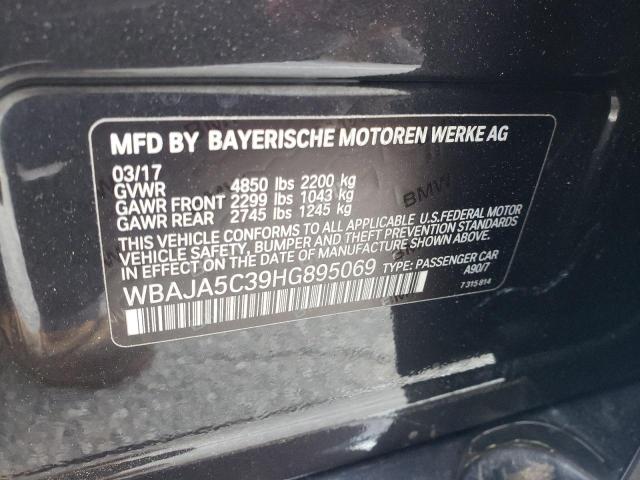 WBAJA5C39HG895069 - 2017 BMW 530 I GRAY photo 12