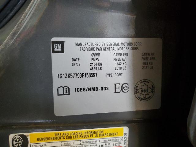 1G1ZK57799F158597 - 2009 CHEVROLET MALIBU LTZ ნაცრისფერი ფოტო 12