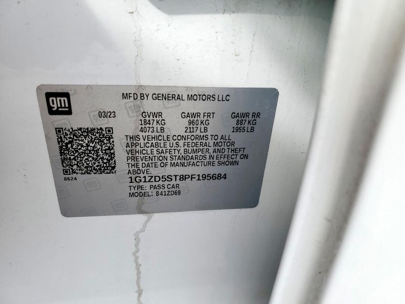 1G1ZD5ST8PF195684 - 2023 CHEVROLET MALIBU LT WHITE photo 12