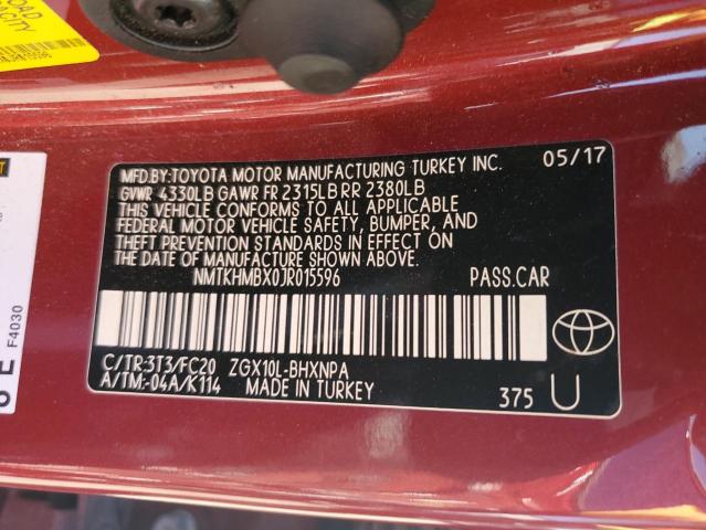 NMTKHMBX0JR015596 - 2018 TOYOTA C-HR XLE RED photo 13