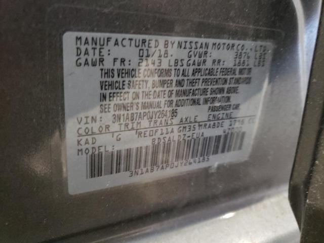 3N1AB7AP0JY264185 - 2018 NISSAN SENTRA S GRAY photo 12