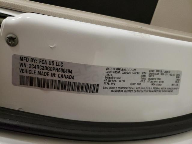 2C4RC3BG0PR600494 - 2023 CHRYSLER PACIFICA TOURING L 白色 照片 13