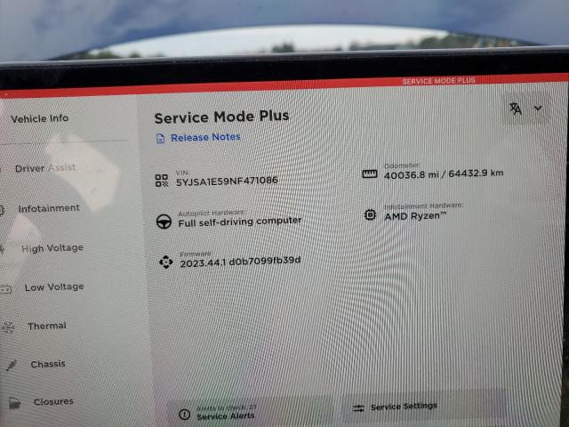 5YJSA1E59NF471086 - 2022 TESLA MODEL S 蓝色 照片 9