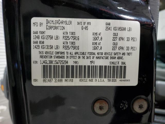 1J4GL38K15W725294 - 2005 JEEP LIBERTY RENEGADE 黑色 照片 13