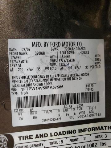 1FTPW14V59FA57586 - 2009 FORD F150 SUPERCREW BROWN photo 12