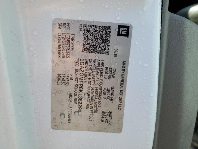 1GAZGMFP6K1362290 - 2019 CHEVROLET EXPRESS G3 LT WHITE photo 13